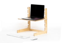 standing desk riser shelf with laptop